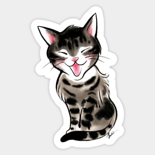 Laughing little tabby cat Sticker